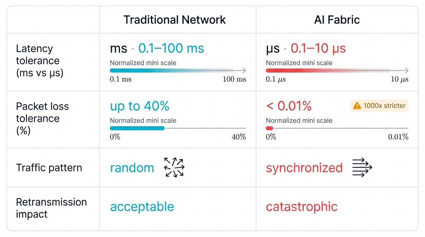 Traditional vs AI Fabric Requirements