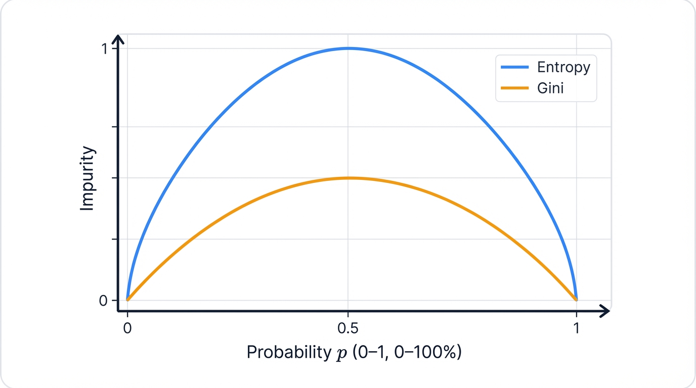 Gini vs Entropy Curves