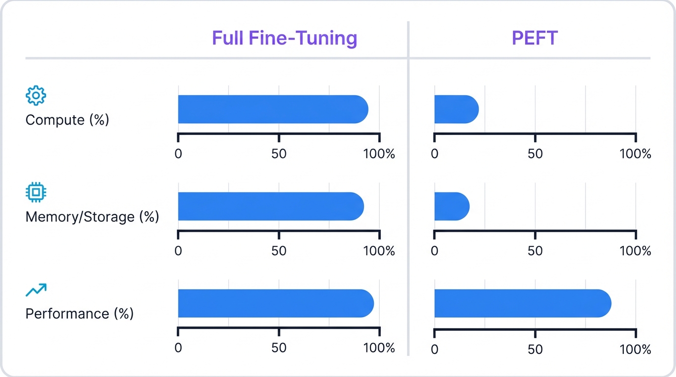 Full Fine-Tuning vs PEFT Cost/Storage Tradeoff