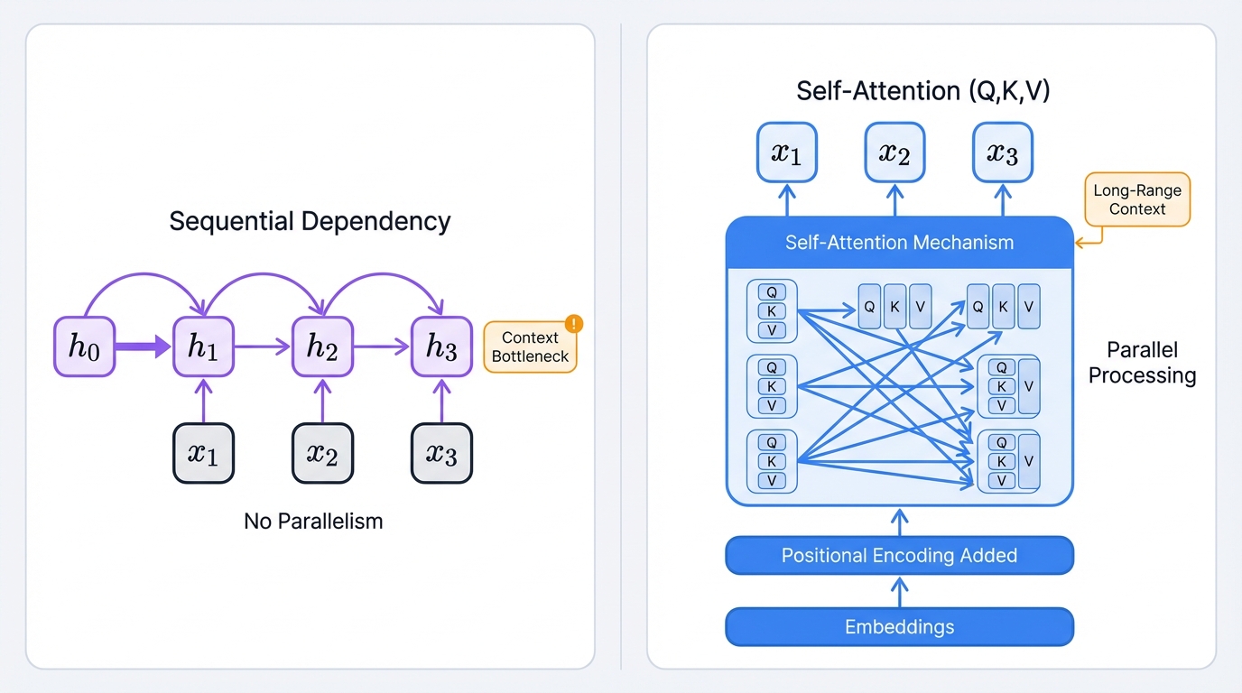 Transformer vs RNN Processing