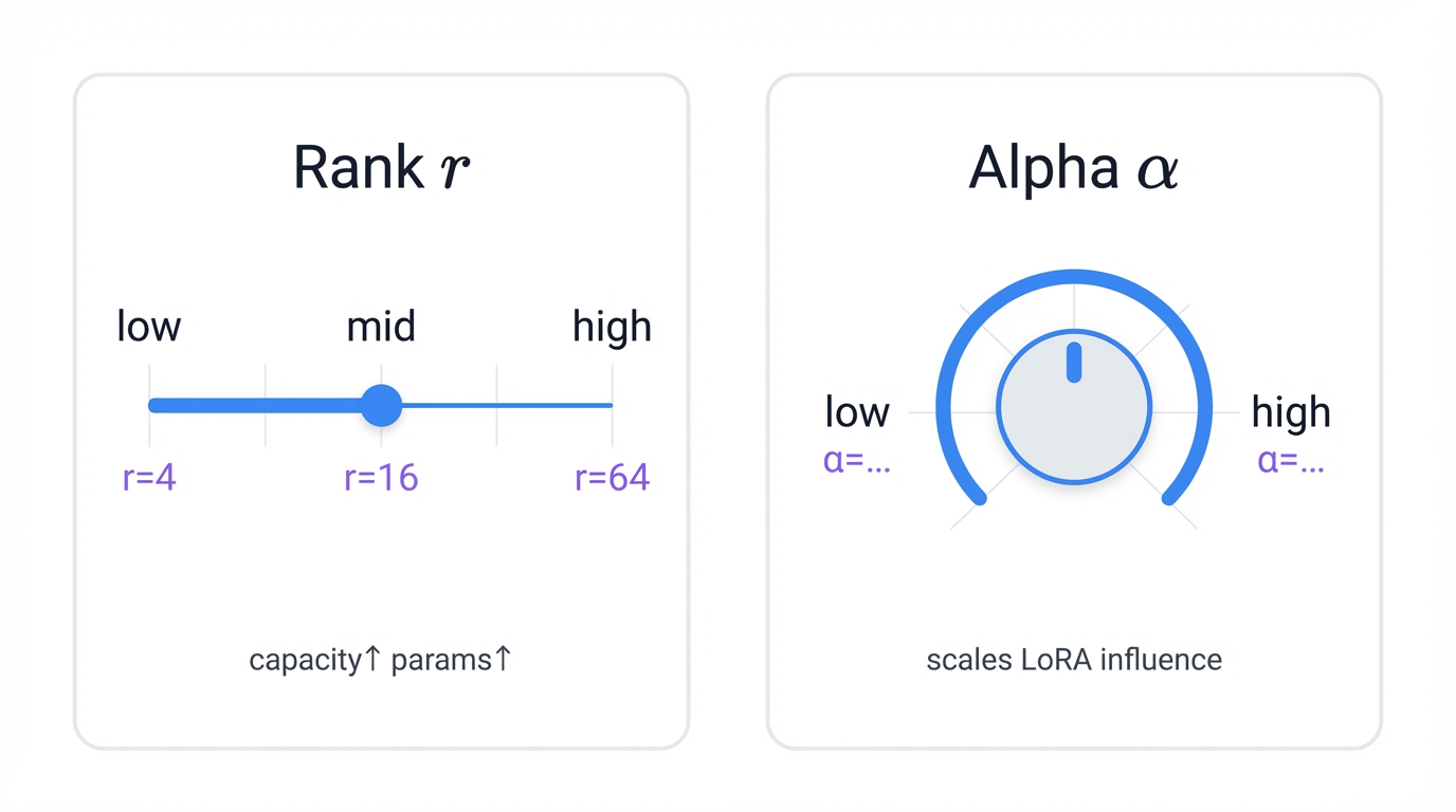 LoRA Hyperparameters: Rank r and Alpha α
