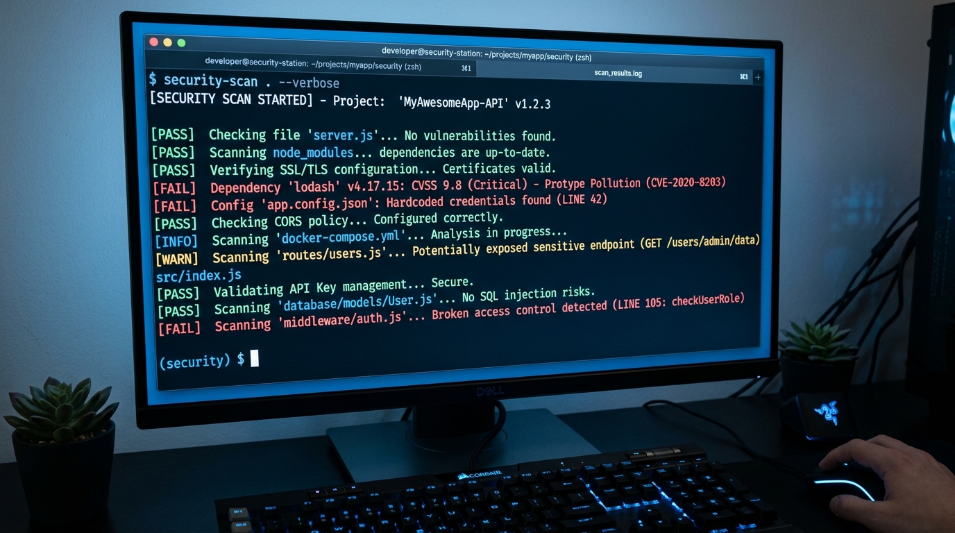 mlsec CLI showing security scan results in terminal