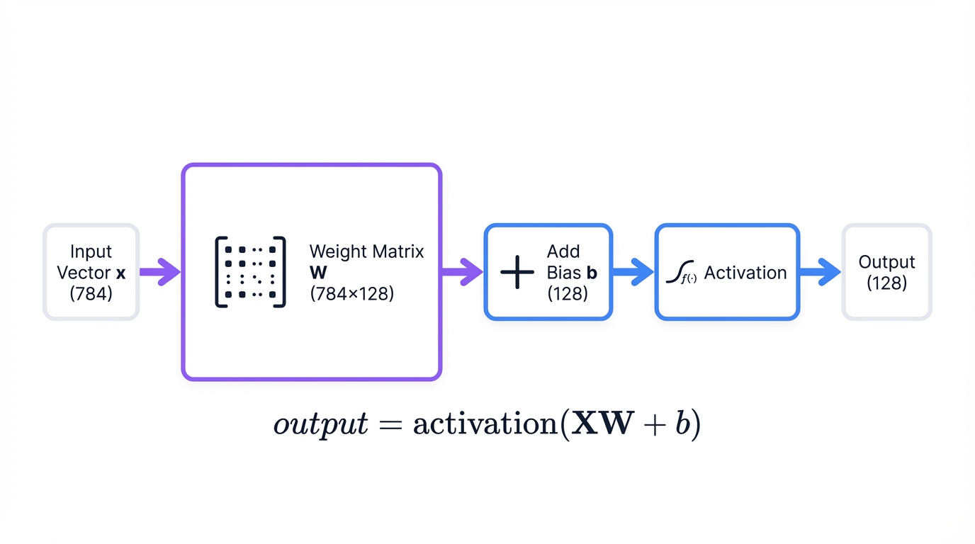 Weights and Biases in a Dense Layer
