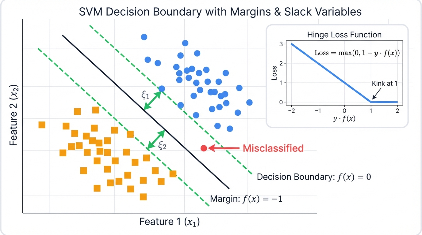 Soft margin with slack variables